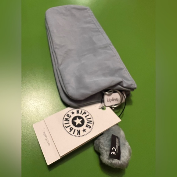 KIPLING Green Barto East West Zipper top Pouch cosmetic bag makeup organizer New - Picture 6 of 6